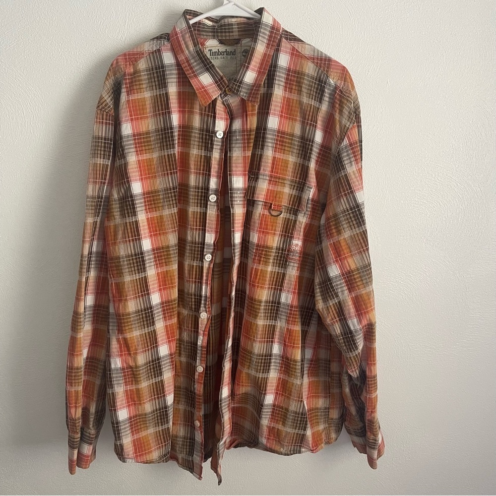 Timberland men’s Button up Plaid Shirt Men's 2XL long Sleeve loose fit